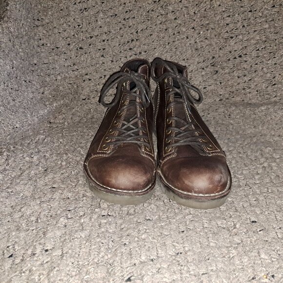 FLY LONDON-Brown Leather/Suede-Lace Up Moto/Work Boots-Sz 45-11.5-Excellent - Picture 3 of 8